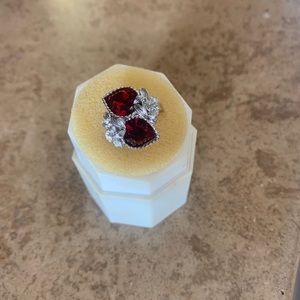 SARA COVENTRI Vintage Ring Silver Heart shape 2 Rubi